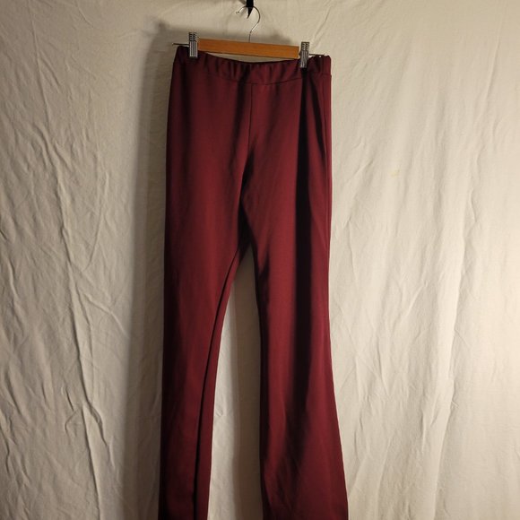 Burgundy Colored Stretchy Material Pants -- ITEM #1456 - Picture 2 of 2